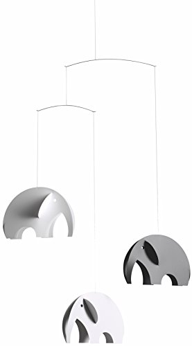 Flensted Mobiles f154N 149 Olephants, Greyscale Mobile, Mehrfarbig, 47x30cm von Flensted Mobiles