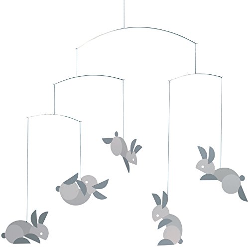 Flensted f140 Circular Bunnies Mobile, Stahl, grau/weiß, 50x54cm von Flensted Mobiles