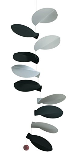 Flensted Turning Leaves, Black & White Mobiles, Folie, Schwarz-Weiß, 80cm von Flensted Mobiles