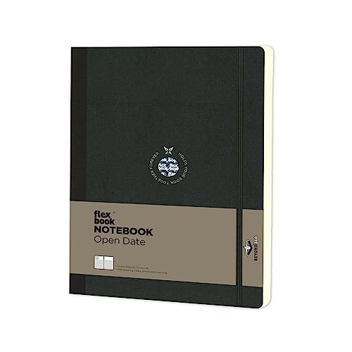 Flexbook Notizbuch patentierte flexible Bindung, schwarz, offenes Datum, mit Gummizug 17x24cm von Flexbook