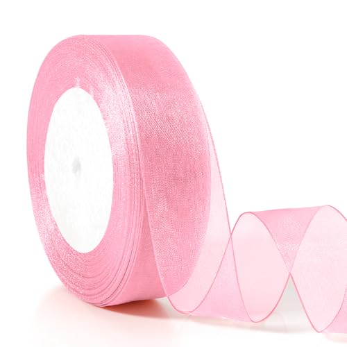 Geschenkband Rosa Verpackungsbänder 25mm 46m Geschenkband Weihnachten Schleifenband Rosa Geschenkbänder Geschenkverpackung Weihnachten Geschenkverpackung Geburtstag Stoffband Geschenkband Stoff von FlexiTonic