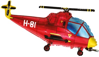 Luftballon Helikopter, Rot und Gelb, Modell H-81, 89 cm von Flexmetal