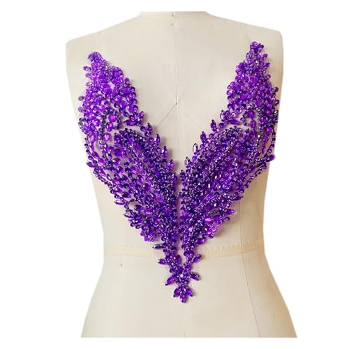 Hand-sewn Strass Applique Nail Beads Sequin Collar Applique DIY Wedding Accessories 1 Piece(Purple) von Flexmob