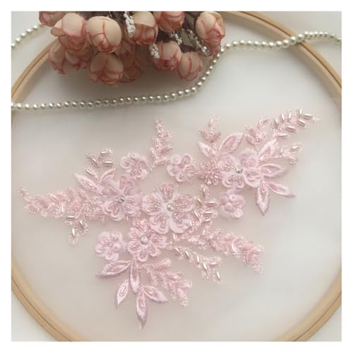 Stoff Hand Nagel Perle Stoffpaste DIY Kleidung Zubehör Spitze Blume Stück 4 Stück(Licht pink) von Flexmob