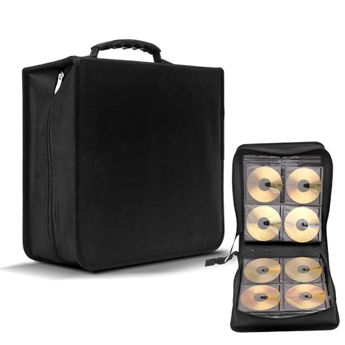 Flexzion CD Tasche für 288 Disc CD DVD Blu-ray DVD Lagerung DVD Case Speicher Organizer Mappe zur Aufbewahrung DVD Hüllen Hard Plastik Schutz(Schwarz) von Flexzion