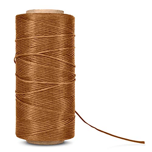 Flexzion Waxed Thread - 284 Yards 0.8mm 150D Polyester Wax Thread for Leather Sewing, Bookbinding, Stitching & DIY Projects (Khaki) von Flexzion