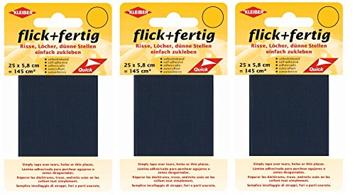 Flick + Fertig 3 Stück Kleiber je 145 Quadratzentimeter Klebe-Flicken Selbstklebendes Reparaturband aus Nylon (Blau) von Flick + Fertig