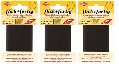 Flick + Fertig 3 Stück Kleiber je 145 Quadratzentimeter Klebe-Flicken Selbstklebendes Reparaturband aus Nylon (Schwarz) von Flick + Fertig