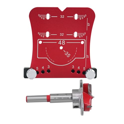 Bohrschablone für Metallregalstifte, Lochbohrschablone für Schranktürscharniere,35 mm Küchenschränke, Türen, Scharniere, Montagewerkzeug mit Bohrer - Schrankscharnierwerkzeug aus Aluminiumlegierung fü von Flkiglm