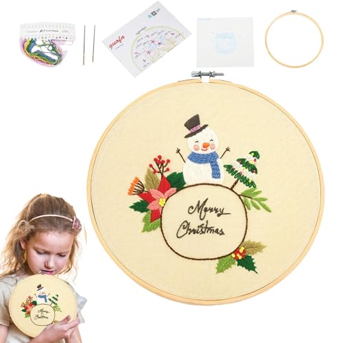 Flkiglm Stickset Weihnachten,Stickset für Anfänger | Handstickset Weihnachten Nadelspitzensets | Weihnachtsstickmuster, Kindersticksets für Anfänger, Kinder, Wohnzimmer- und Schlafzimmerdekoration von Flkiglm