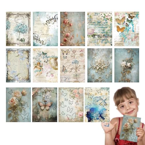 Journaling Scrapbooking Kit,Vintage Scrapbooking Kit,-Schmetterlings-Tagebuch-Dekoration | Ästhetisches Vintage-Scrapbook-Papier für Junk-Journal-Planer-Bastelsets von Flkiglm