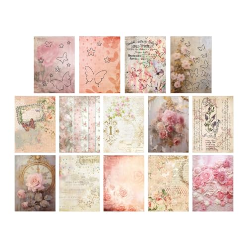 Scrapbook Kits für Erwachsene, Scrapbooking -Papier - -Schmetterlings-Tagebuch-Dekoration | Ästhetisches Vintage-Scrapbook-Papier für Junk-Journal-Planer-Bastelsets von Flkiglm