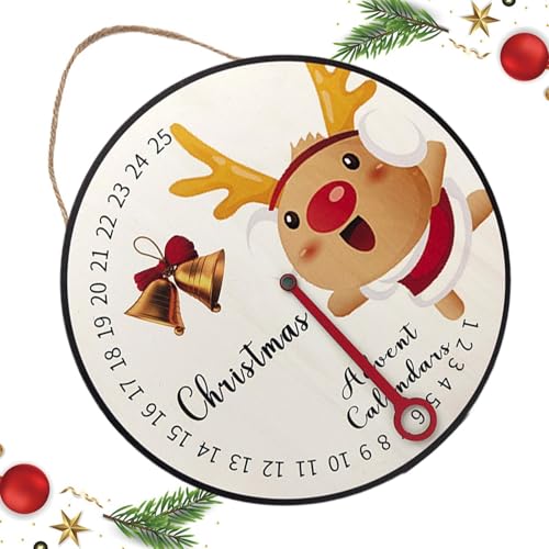 Weihnachts-Countdown-Kalenderschild, Countdown bis Weihnachten-Wandschild | Weihnachten Advent Holz Wandschild Kalender | Countdown-Uhr, saisonales, Baummontageschild für Schlafsaal, Wohnzimmer von Flkiglm