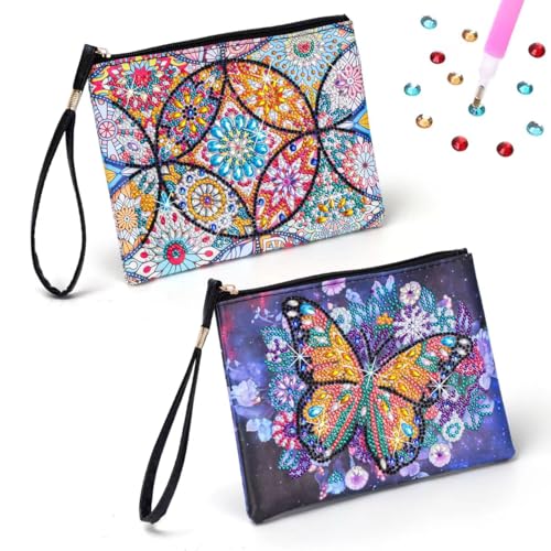 Bastelset Mädchen 6 7 8 9 10 Jahre, Geschenk 6-12 Jahre, 2 Stücke Diamond für Jungen 6-10 Jahre Kleine Kosmetiktasche Diamant Painting Kinder Erwachsene, Farbig von Flnlano