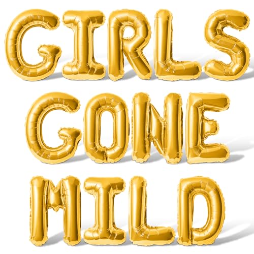 Buchstabenballons – Girls Gone Mold 40,6 cm, Alphabet-Buchstaben, Folienballon, Mylar-Ballon, Junggesellinnenabschied, Banner (Gold) von Floating Away Balloon Company