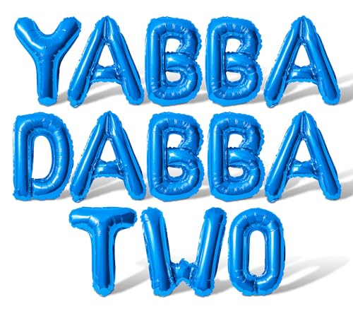 Buchstabenballons – YABBA DABBA Two 40,6 cm Alphabet-Buchstaben Folienballon Mylar-Ballon für Kinder zum 2. Geburtstag, Party-Ballonbanner (blau) von Floating Away Balloon Company