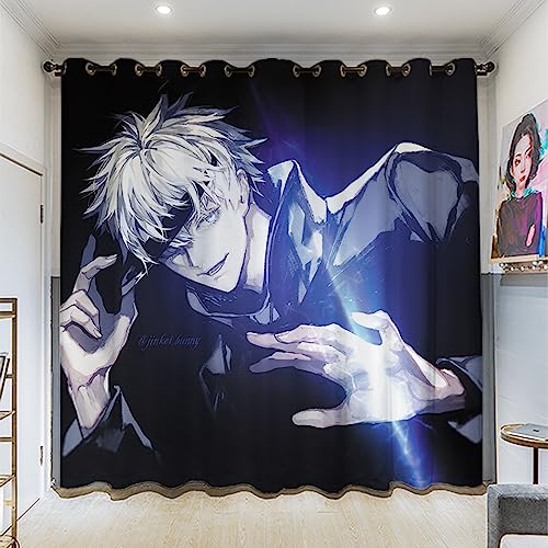 Floating Jujutsu Kaisen Vorhänge, Schallschutz übergardinen mit Anime Muster, Lichtundurchlässiger Stoff Vorhänge für Jungen und Mädchen-A03||W280 cm x H180 cm von Floating