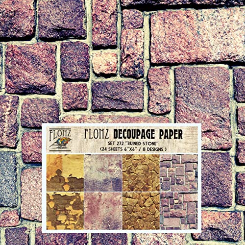 Decoupage-Papier, 24 Blatt, 15,2 x 15,2 cm, ruinierter Stein, Vintage-Stil, Musterpapier für Decoupage, Handwerk und Scrapbooking von Flonz