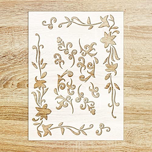 Schablone (15,2 x 20,3 cm) Jugendstil Blumen dekorative Elemente FLONZ dekorative Schablone Vorlage für Wandmalerei Scrapbooking und Kuchendekoration von Flonz