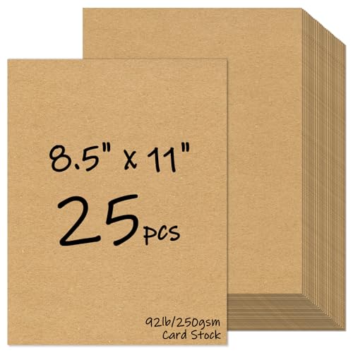 25 Blatt brauner Karton, 8,5 x 11, 41,7 kg/250 g/m², Kraftpapier, schweres Kartondruckerpapier für Einladungen, Scrapbooking, Basteln, DIY-Karten, Dekoration von FloraSea
