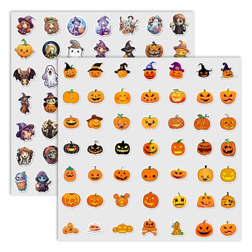 FloralGrace 100 Stück Halloween Pumpkin Aufkleber Kürbis Sticker Halloween Dekorative Aufkleber Wasserfeste Für Kinder Jugendliche Für Laptop Koffer Gitarre von FloralGrace