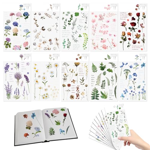 FloralGrace 160 Stück Blumen Scrapbooking Aufkleber Transparente Pflanzen Flower Stickers Vintage Für Heimwerker Scrapbook Fotoalbum Sammelalbum Laptop Planer von FloralGrace