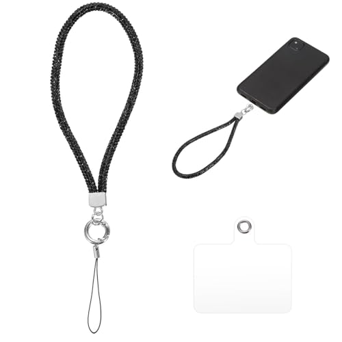 FloralGrace Umhängekette mit Glitzer Strass, Telefon Lanyard, langes Hängeband, Handy Seil, Anti Drop Handykette, Handy Kette, Kurz Handyanhänger(18CM) von FloralGrace