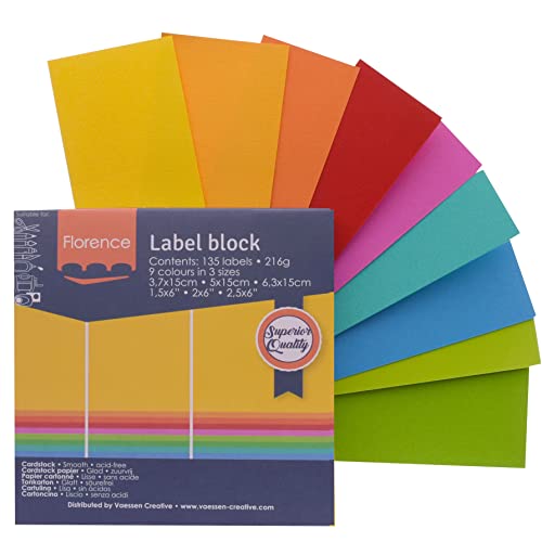 Florence Etiketten - Tonpapier - 3 Größen - Helle Farben - Bastelpapier für Geschenkanhänger, Preisschilder, Dekrationen - Karten Basteln von Florence