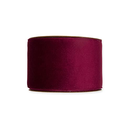 FloristryWarehouse Samtband, ohne Draht, 70 mm breit, 8 m Rolle, Dark Berry von Floristrywarehouse