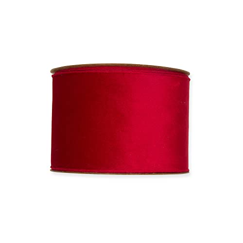 FloristryWarehouse Samtband, ohne Draht, 70 mm breit, 8 m Rolle, Rot von Floristrywarehouse