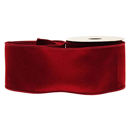 Floristrywarehouse Weihnachtsband, SAMT, 6,3 cm breit x 3,7 m, Burgunderrot von Floristrywarehouse