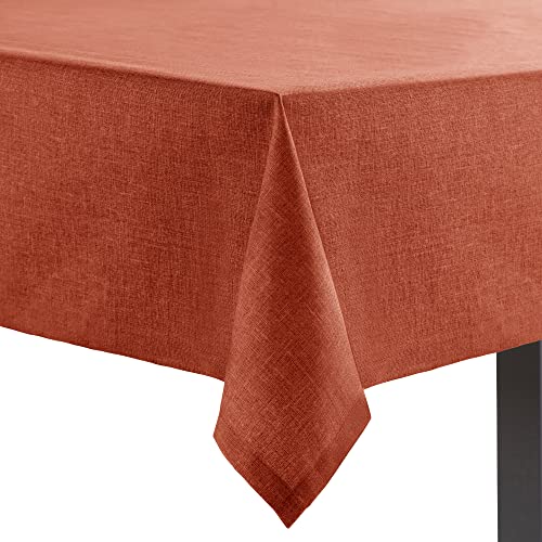 Flowen Tischdecke Abwaschbar 140x240 cm Tischtuch Outdoor Wetterfest Table Cloth Rechteckig Orange Wasserabweisend Baumwollstoff mit Leineneffekt und Lotuseffek Für Küchentisch Wohnzimmer Garten von Flowen