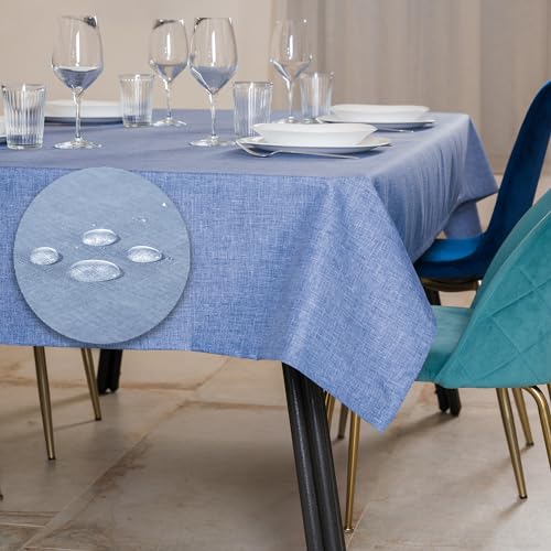 Tischdecke Outdoor Abwaschbar 140x140 Blau Gartentischdecke Tischdecken Wetterfest Wachstuchtischdecke Table Cloth Made in Italy für Den Außenbereich Tischtuch von Flowen