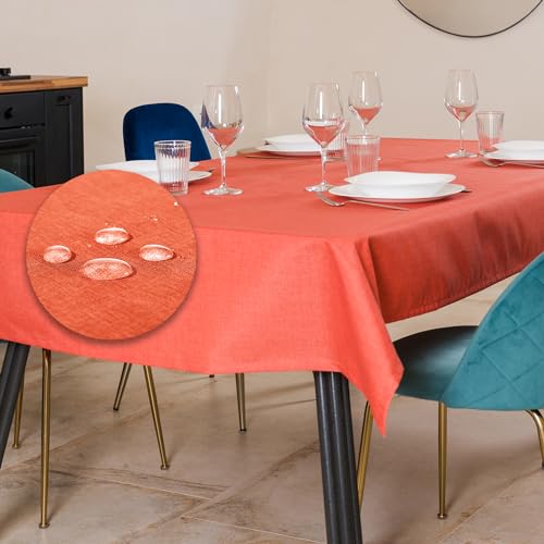 Tischdecke Outdoor Abwaschbar 140x140 Orange Gartentischdecke Tischdecken Wetterfest Wachstuchtischdecke Table Cloth Made in Italy für Den Außenbereich Tischtuch von Flowen