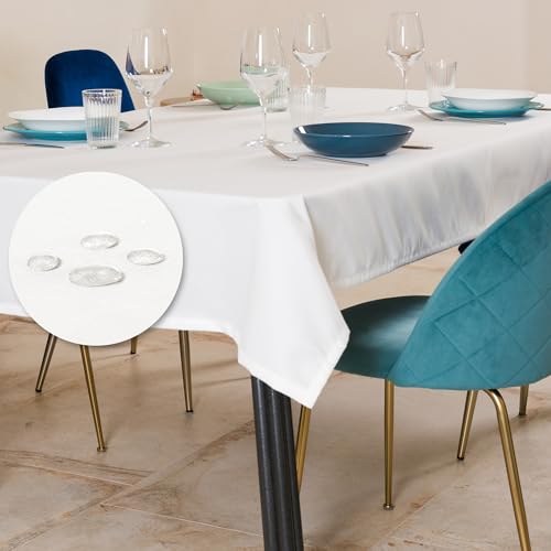 Tischdecke Outdoor Abwaschbar 140x180 Weiß Gartentischdecke Tischdecken Wetterfest Wachstuchtischdecke Table Cloth Made in Italy für Den Außenbereich Tischtuch von Flowen