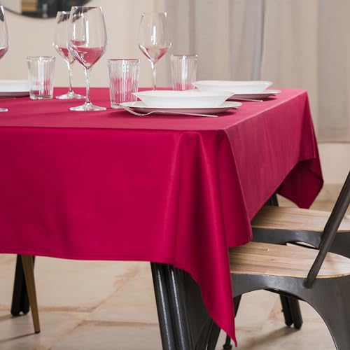 Tischdecke 140x140 Bordeaux Tischtuch Baumwollsatin-Tischdecken Kleine Quadratische Tischdecken für den Innenbereich für Anlässe Weihnachten Feiertage Gartentisch im Freien von Flowen