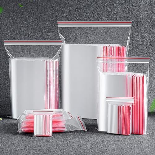 Flyoo 20x28cm Druckverschlussbeutel Transparent, 50Stk. Plastikbeutel Verschließbar, Zip Beutel, Wiederverschliessbar Wasserdichter Plastik beutel, Plastiktüten mit Verschluss, Wenden Sie auf Küche von Flyoo