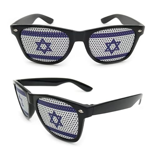 Fmarche Sonnenbrille Flagge Land Ein Paar Brille Gitter Löcher Brille Halter Dekoration Zubehör Foto Brille Party Sport Fußball (Israel) von Fmarche