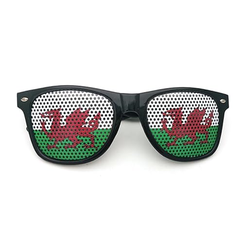 Fmarche Sonnenbrille Flagge Land ein Paar Brille Gitter Löcher Brille Halter Dekoration Zubehör Foto Brille Party Sport Fußball (Wales von Fmarche