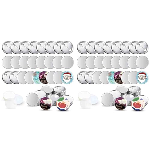 Fmoutyy 200 Sets -Knöpfezubehör für Knopfmacher, runde Abzeichen, Knopfteile, 58 mm von Fmoutyy