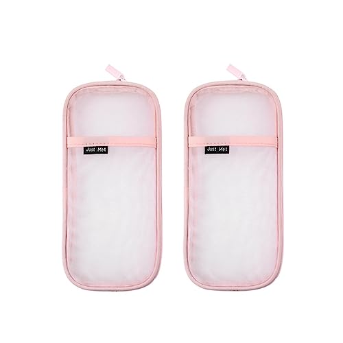 Fmoutyy 2er-Pack Durchsichtige Federmäppchen Aus Netzstoff, Transparente Make-Up-Tasche mit Reißverschluss von Fmoutyy