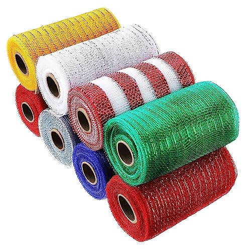 Fmoutyy 4 Rollen Sackleinengeflecht 6 10 Yards, Dekoratives Netzband, Geschenkbandrollen, Kranzdekoration für DIY- von Fmoutyy