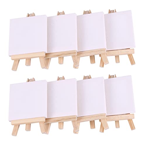 Fmoutyy 48 Satz KüNstler 5 Mini Staffelei + 3 X 3 Mini Leinwand Set Malerei DIY Zeichnung Kleinen Tisch Staffelei Geschenk von Fmoutyy