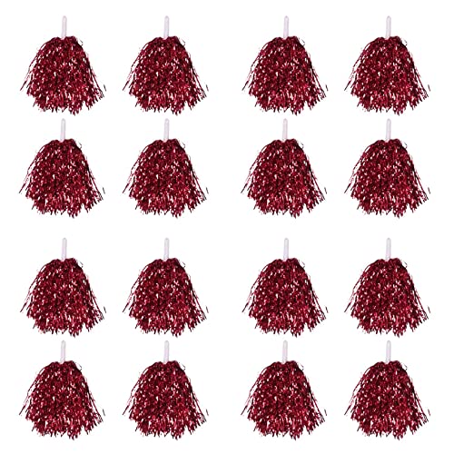 Fmoutyy 96 Stück Cheerleading Pom Poms Metallfolie Cheer Pom Poms mit Kunststoffgriff Rot von Fmoutyy