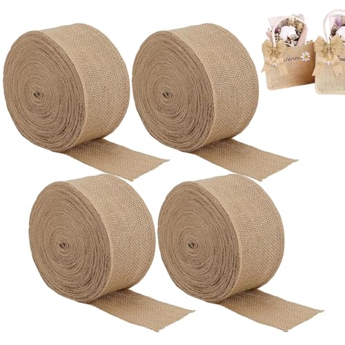 FmtwPhn Geschenkband aus Sackleinen, Bastelband für n, Wrapping Crafts Dekoband, 4 Rollen kreative -Bastelbanddekoration für Körbe, Bäume, Türen, Fenster von FmtwPhn