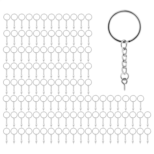 FmtwPhn Geteilte Schlüsselanhänger mit Ketten, Schlüsselanhänger zum Basteln von geteilten Schlüsselanhängern - 120X Schlüsselanhänger zum Basteln von Schlüsselanhängern aus Metall | 25mm Durchmesser von FmtwPhn