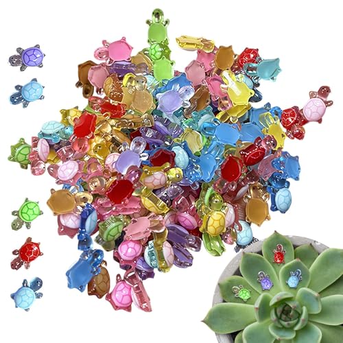 FmtwPhn Miniaturschildkrötenfiguren, winzige Schildkröten | Sea Animal Theme Miniatur Turtle Decor | Süße winzige Figuren Set von 100 für Kuchen Meer Tier Themen Garten Landschaft von FmtwPhn