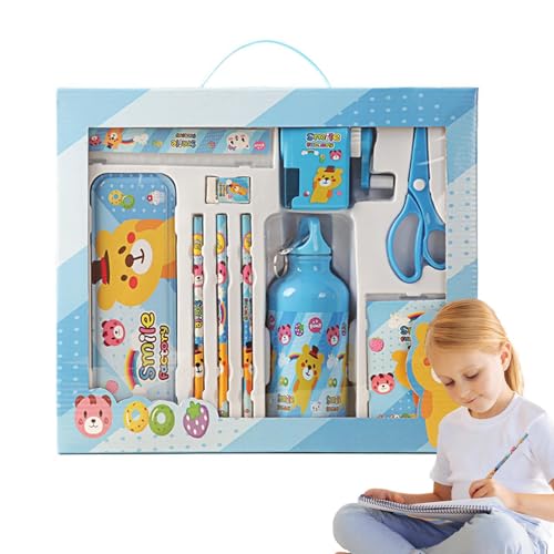 FmtwPhn Süßes Briefpapier-Set, süßes Federmäppchen - Multifunktionale Schulbedarfsbox | Wasserflaschen-Notizbuch-Briefpapierset, Kunst- und Bastelset für Kinder zum Geburtstagsurlaub von FmtwPhn