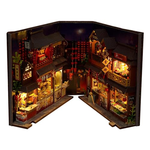 Book Nook Kits Erwachsene – Kreatives Book Nook Kit, Dekorativer Miniatur-Book Nook-Einsatz | Tragbare 3D-Puzzle-Buchecke Im Chinesischen Stil Mit LED-Licht Für Kinder Und Erwachsene, (6,69 X 7,28 X 3 von Fmzrbnih