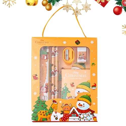 Weihnachts-Schreibwaren-Set für die Schule, Weihnachts-Schreibwaren-Sets für Kinder,6er-Set Weihnachts-Briefpapier-Set - Niedliche festliche Schreibwaren, Schulgeschenke für Weihnachten und Kindergart von Fmzrbnih